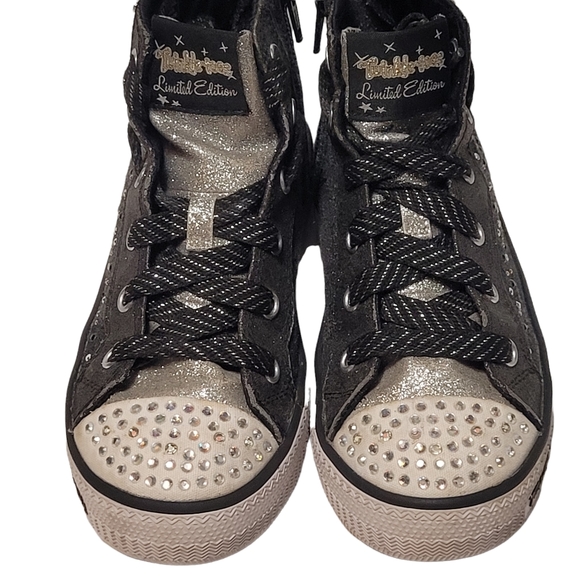 Skechers Girls Limited Edition Twinkle Toes Light Up Hi-top Zip Sneakers - Picture 6 of 13